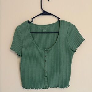 American Eagle Outfitters Sage Ribbed Crop Top